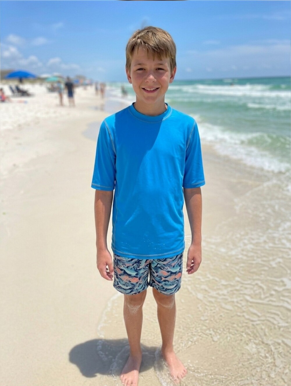 Wonder Nation Boys Turquoise Swim Rashguard